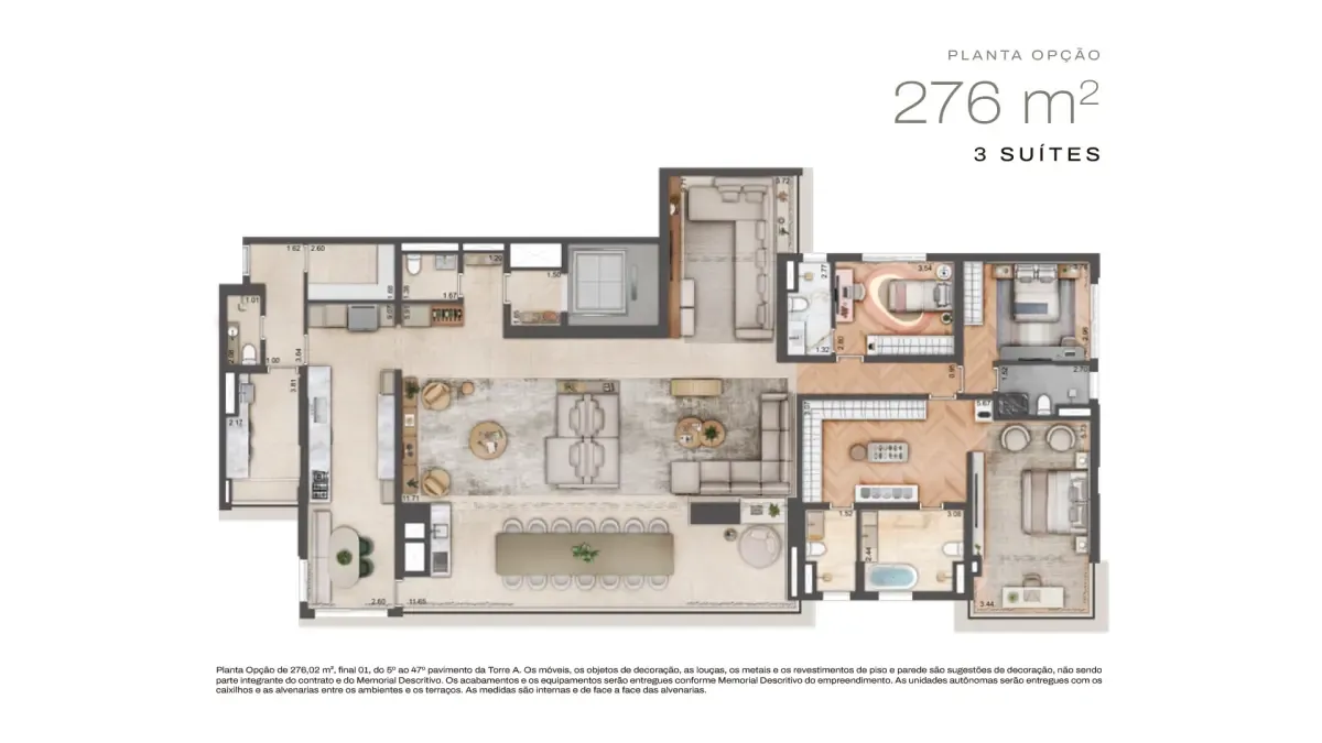 Planta humanizada Planta de 276m² — Jardim da Hípica